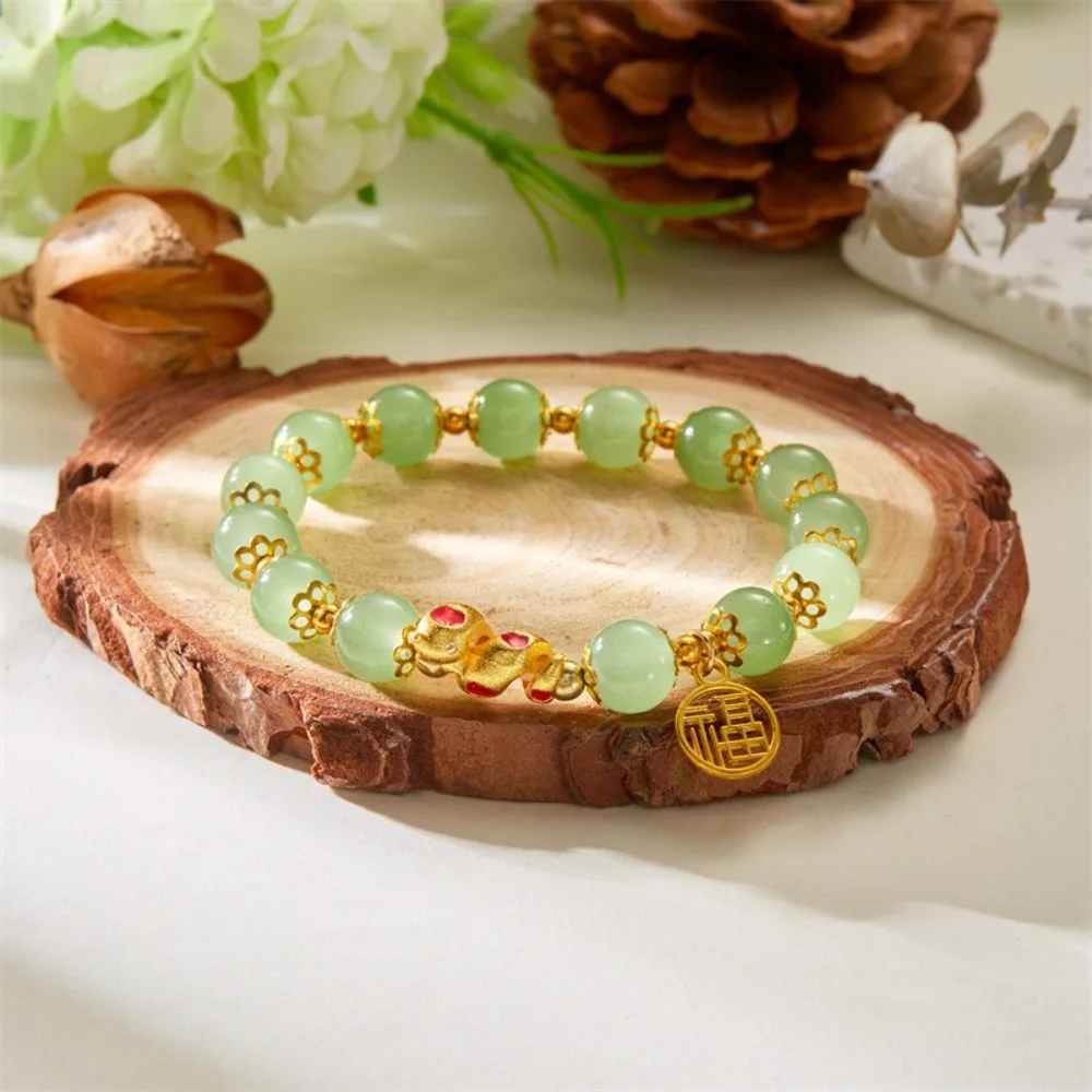 Cute Chinese Style Zodiac Snake Bracelet Elastic Good Luck Beaded Bracelets Hand Rope New Year Fortune Unique Bracelet Girls