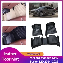 Car Floor Mat for Ford Mondeo MK5 Fusion MD 2014~2022 2015 Leather Foot Interior Liner Waterproof Carpet Pad Custom Accessories