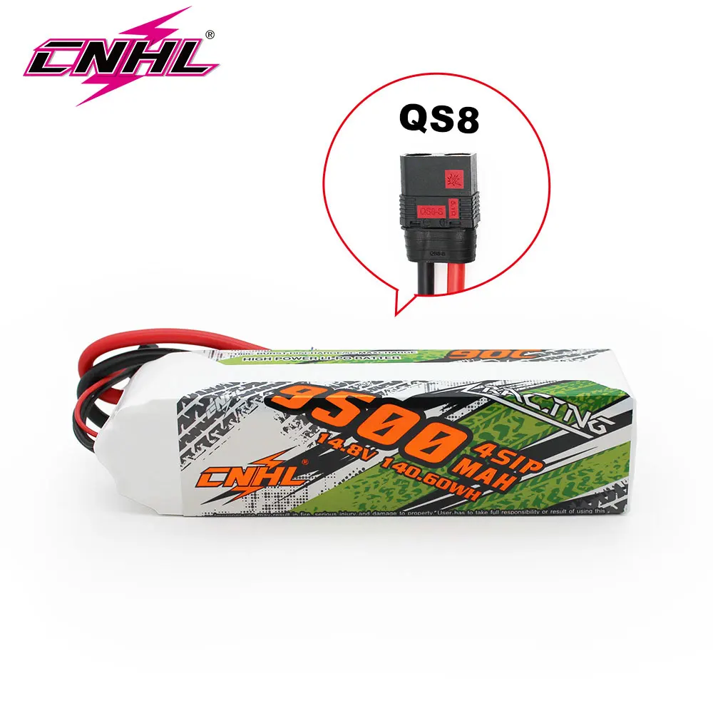 

CNHL Lipo 4S 14.8V Battery 9500mAh 90C With QS8 Plug For RC Cars Parts Boats Helicopter Airplane Jet Edf Speedrun Hobby Parts