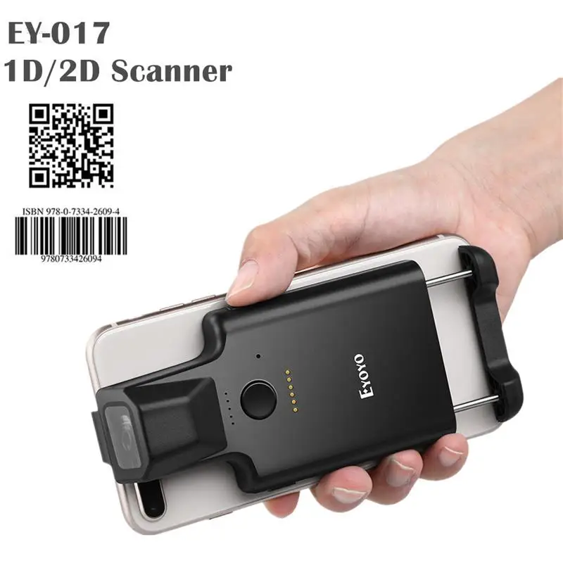 2025 2D Phone Back Clip Bluetooth Barcode Scanner Portable Barcode Reader Data Matrix Code 1D 2D QR Scanner Android IOS System