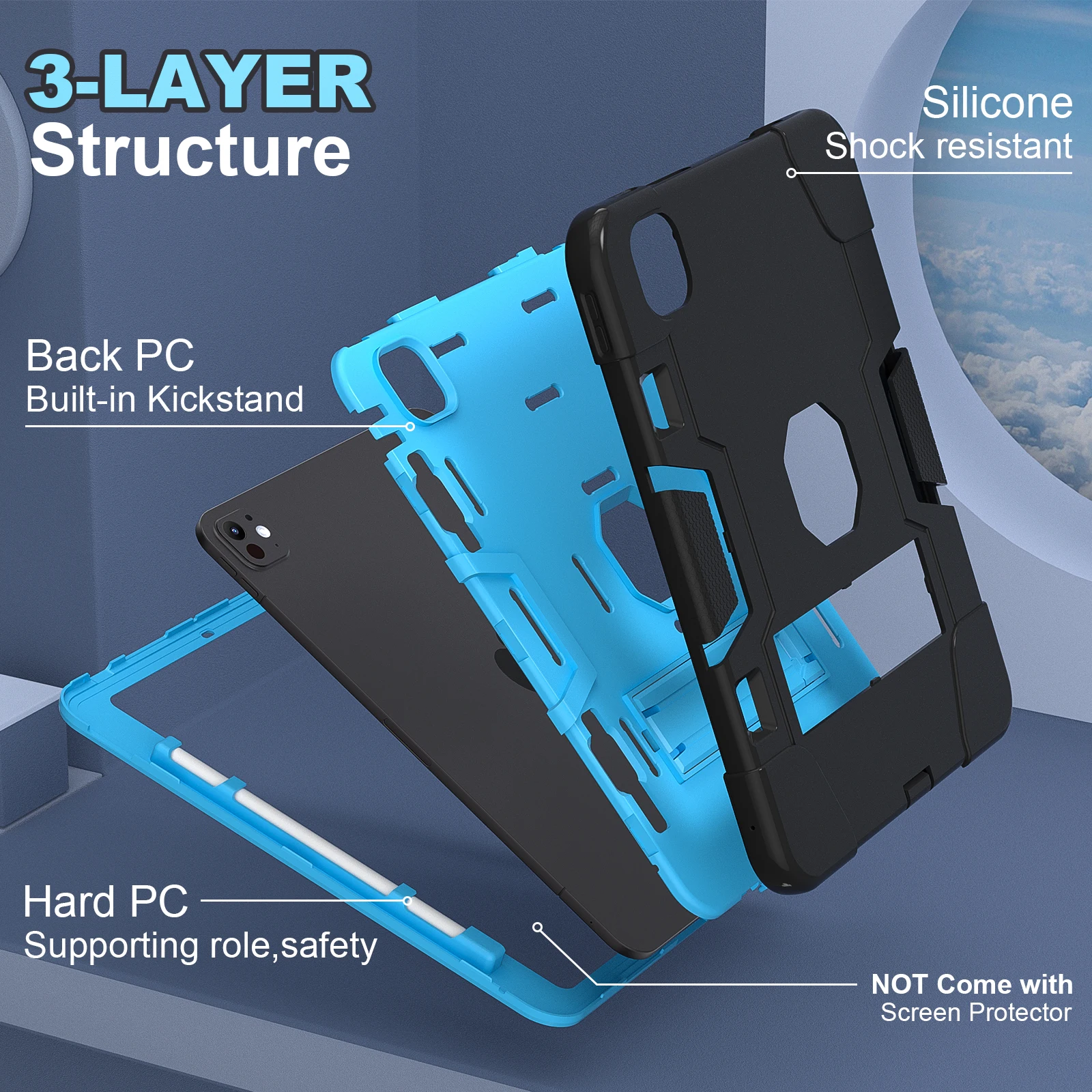 Tablet Case For iPad 2025 Pro Air Mini Stand Cases 4 5 6 7 8 9 10th 11th Generation 10.2 11 10.9 12.9 13 inch Shockproof Cover