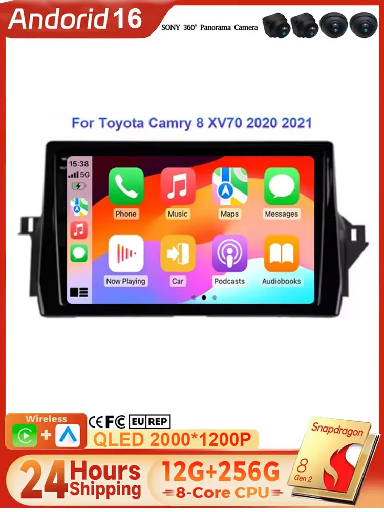For Toyota Camry 8 XV70 2020 2021 Android16 Car Radio Multimedia Player Stereo GPS WIFI+4G wireless Carplay Auto video Head Unit