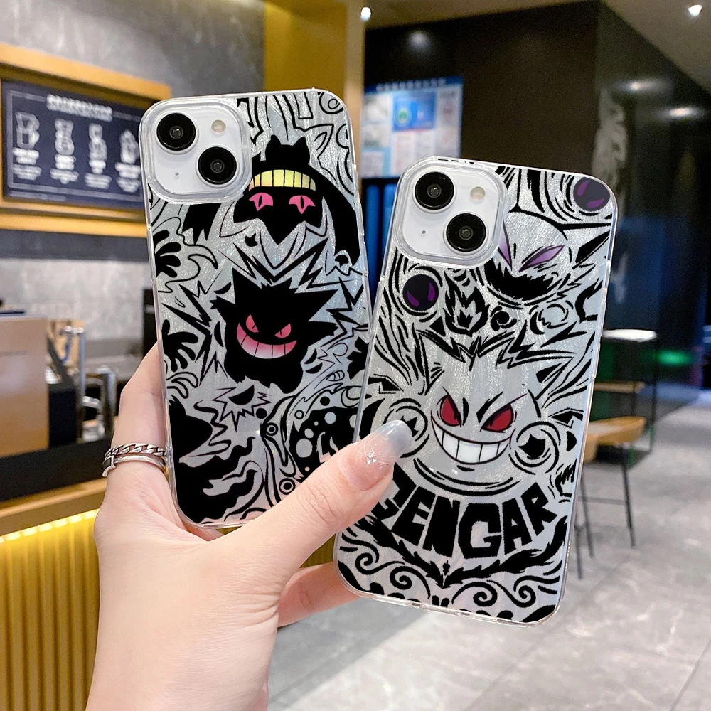 Luxury Pokemon Gengar Fashion Clear Feather Laser Phone Case FOR VIVO Y12 Y11 Y10 Y5 Y3 Y2 Y01 T A S1 V25 V21E V29 E LITE S 5G