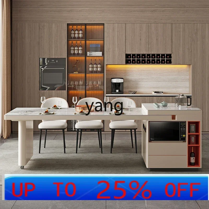 

LH integrated rock slab island small apartment household tea table and chair dual-purpose simple combination