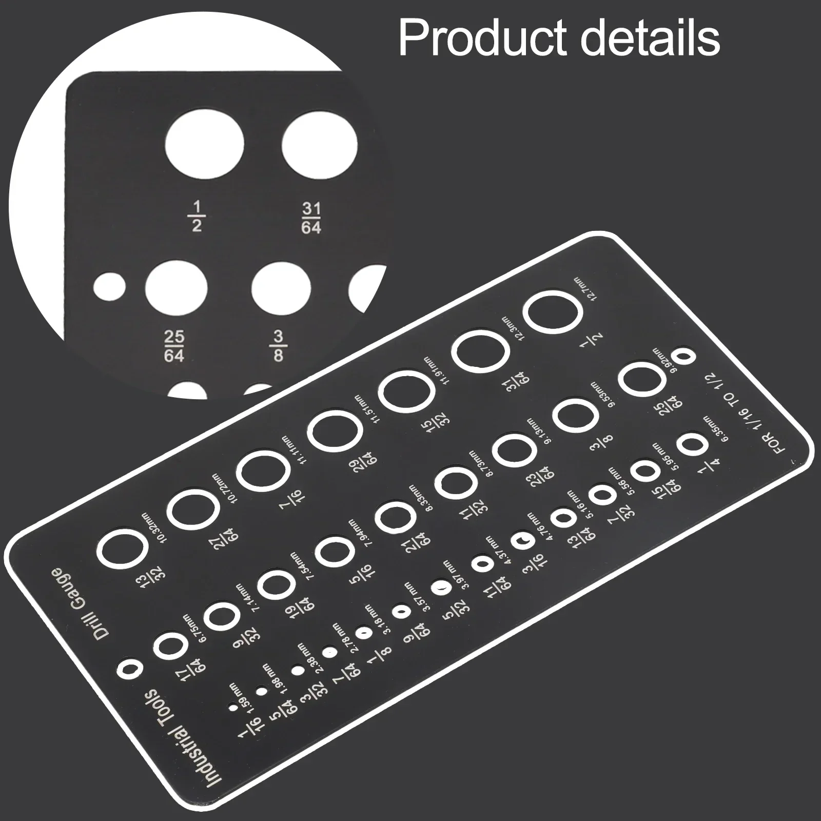 Stainless-Steel 29-Hole Metric Size Drill Bit Gauge For 1/16 To 1/2 Drill Bit Household DIY Measurement Hand Tool Accessories