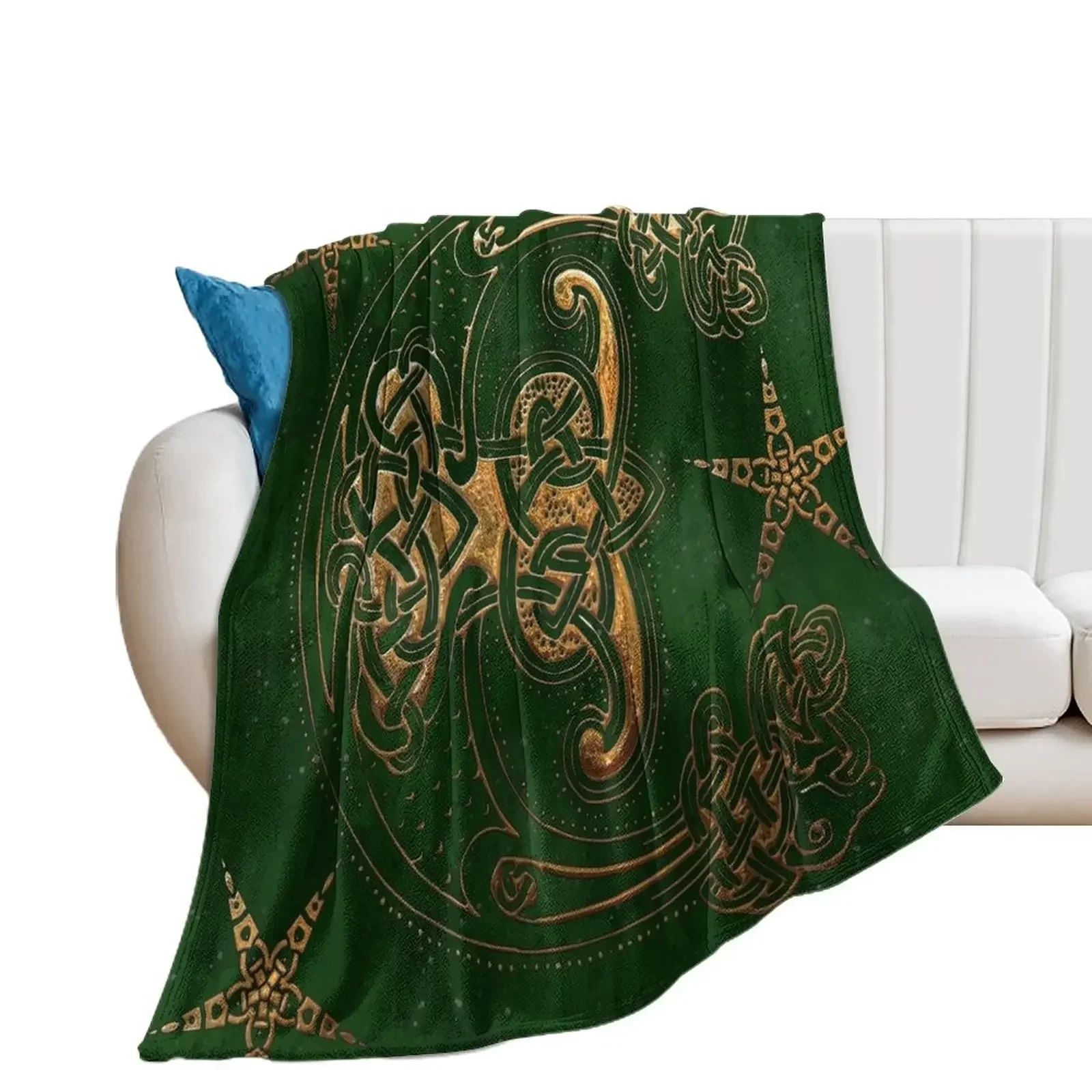 

Forest and Gold Celtic Throw Blanket Luxury Brand Soft Big Blankets