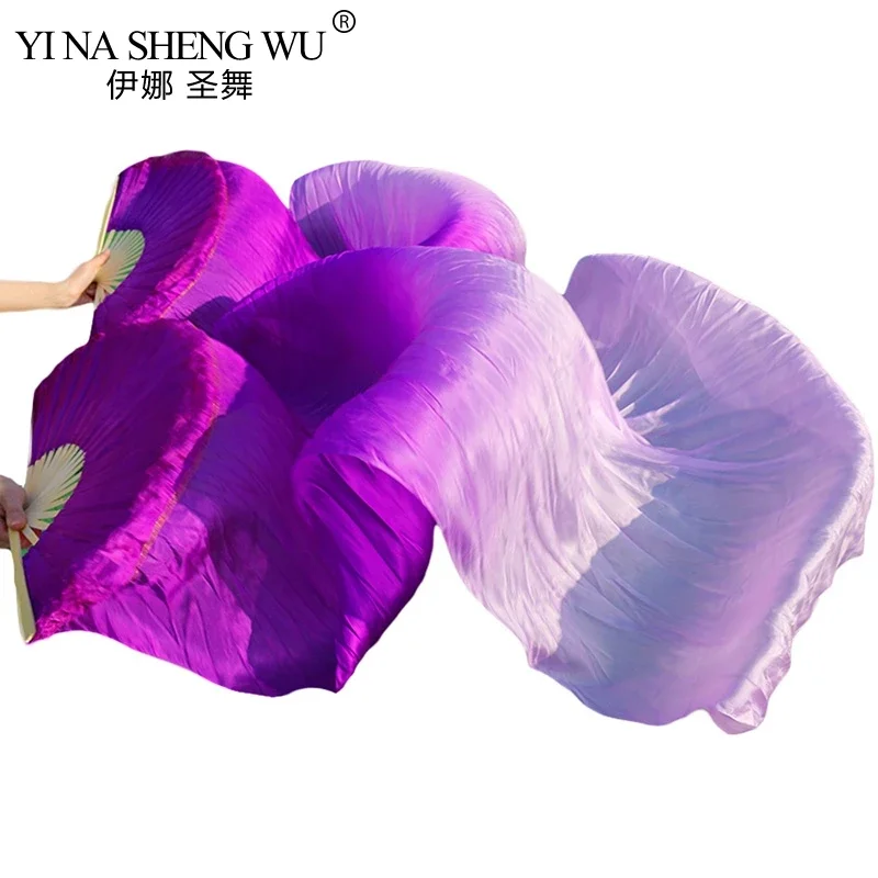 للجنسين الحرير الحقيقي/مقليد الحرير مراوح الرقص الشرقي 1 زوج اليسار + اليمين اليد أداء الرقص الشرقي المشجعين الرقص طويل الحرير المشجعين