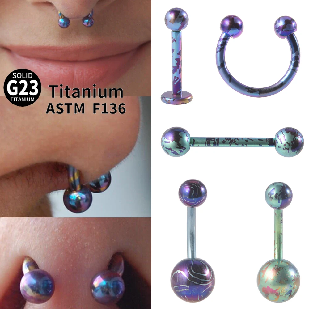 Anneau de Labret en Titane Solide G23, 1 Pièce, Lobe d'Oreille, Tragus, Cartilage, Fer à Cheval, Barbell, Nombril, Piercing, Bijoux de Corps