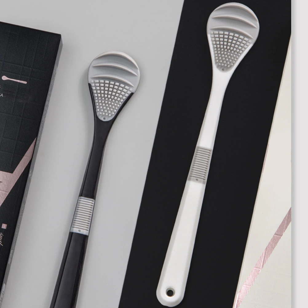 

2 Pcs Tongue Cleaner Durable PP TPR ABS Gentle Scrape Food Residues Breath Hygiene Tools Cleaners Brush