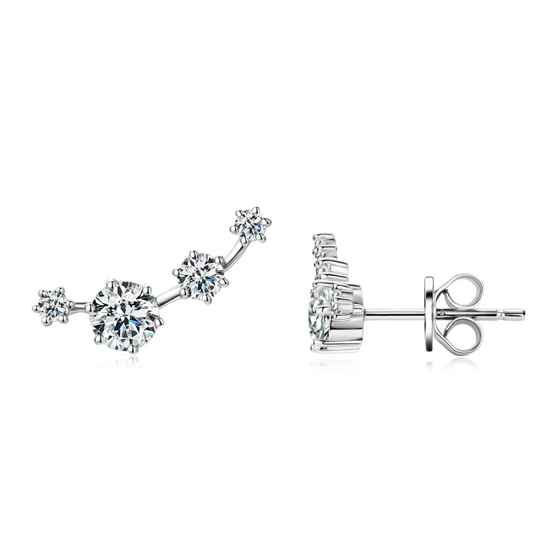 IOGOU Fashion 4-stones Moissanite Earrings Stud Climber for Women 925 Silver Original Fine Jewelry 2024 Trend Gift Certified