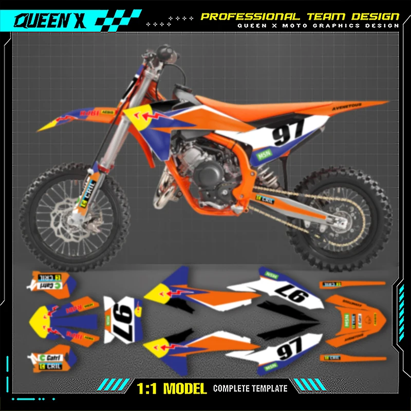 

Queen X MOTOR Cusotm Team Motorcycle Graphics Decal Stickers Kits For KTM SX65 SX 65 2024 2025 2026 001