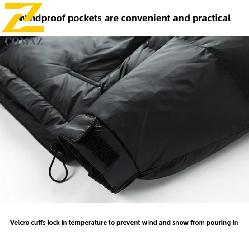 COMXZ 2025 الشتاء الرجال سترة الحرارية الكورية موضة بلون سترة دافئة عادية فضفاض البخاخ مقاوم للماء يندبروف معطف مبطّن