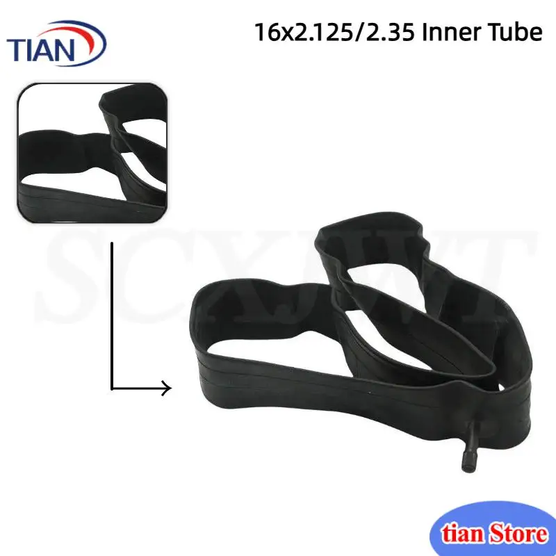 Butyl rubber inner tube 16x2.125/2.35 inner tube straight mouth for bicycle and mountain bike inner tube replacement
