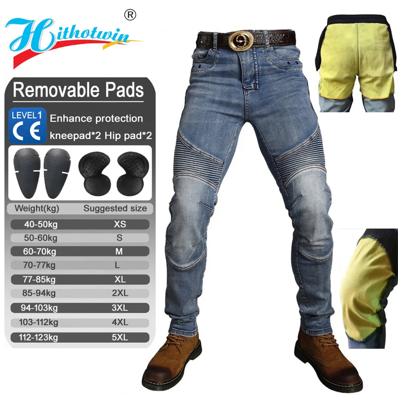 

Kevlar Motorcycle Jeans Aramid Protection Trousers Motocross Riding Pants Men Women Safety Gear