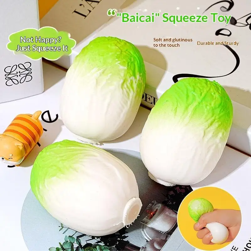 Artificial Cabbage Fidget Toy 1Pcs Elastic Slow Rebound Squeeze Gadget Anti Anxiety Decompression Gift for Adult Office Use