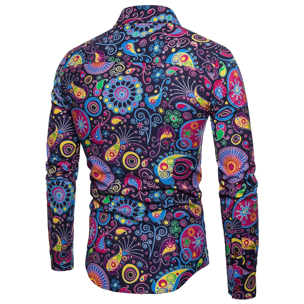 

Vacation Office Daily Dating Shirts Mens Male Blouse Classic Lapel Collar Long Sleeve Print Quick Drying Breathable Button-Down