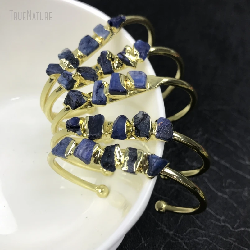 5Pcs Wholesale  Gold Color Kyanite Free Form Bangle