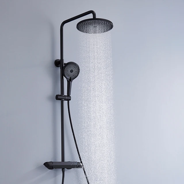 Bathroom Rain-style Stainless Steel Freestanding Round Bathtub Faucet Stand Floor Shower Accessory with Ceramic Valve Core