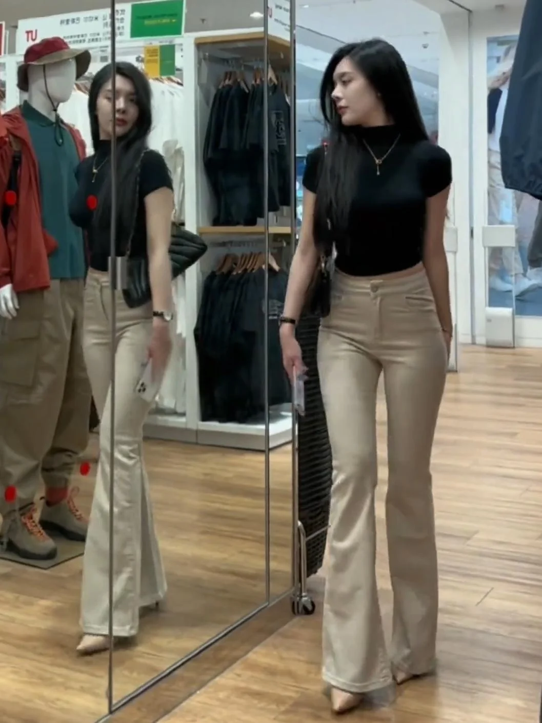 

Korean Style Spring Autumn New Style Light Khaki Flared Jeans High Waist Slimming Fashionable Hip Lifting Casual Long Pants