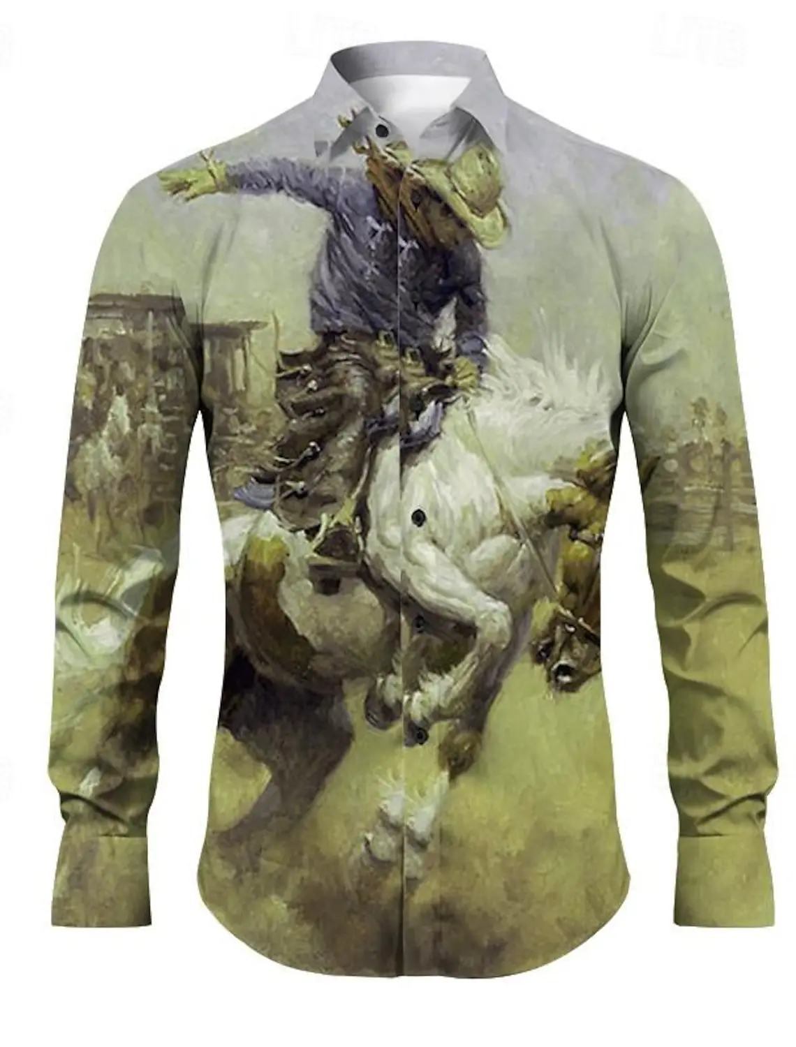 Cowboy Men\'s Vintage Tribal Western Shirt Outdoor Street Casual Daily Fall & Winter Turndown Long Sleeve Blue Purple Brown Shirt