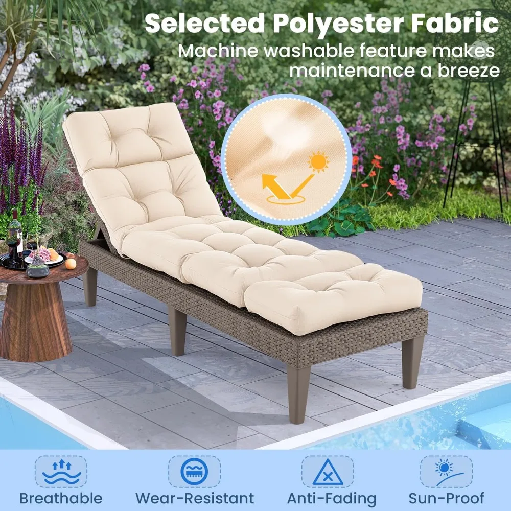 وسادة كرسي عالية الظهر للفناء الخارجي، مقاس 73 × 22، 4 حشوات سميكة، مع 4 أربطة أوتار للاسترخاء المريح