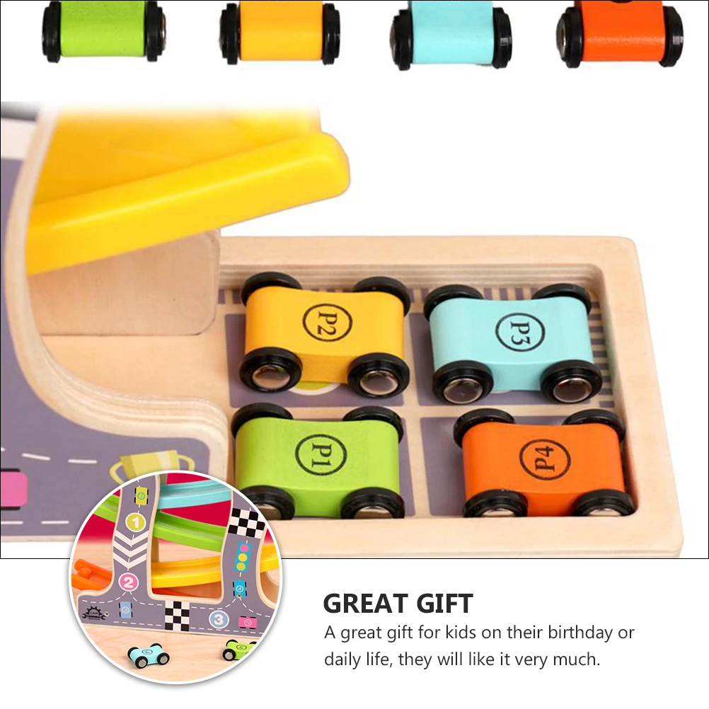 Wooden Track Car Gliding Toy Kids Puzzle Plaything Early Education Interactive Birthday Gift Building Blocks Domino
