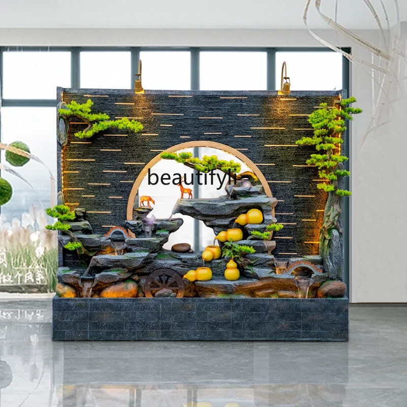 Big Rockery Water Wall Fountain Decoration Fish Tank Circulating Water Curtain Wall Home Hallway Decorative Landscape