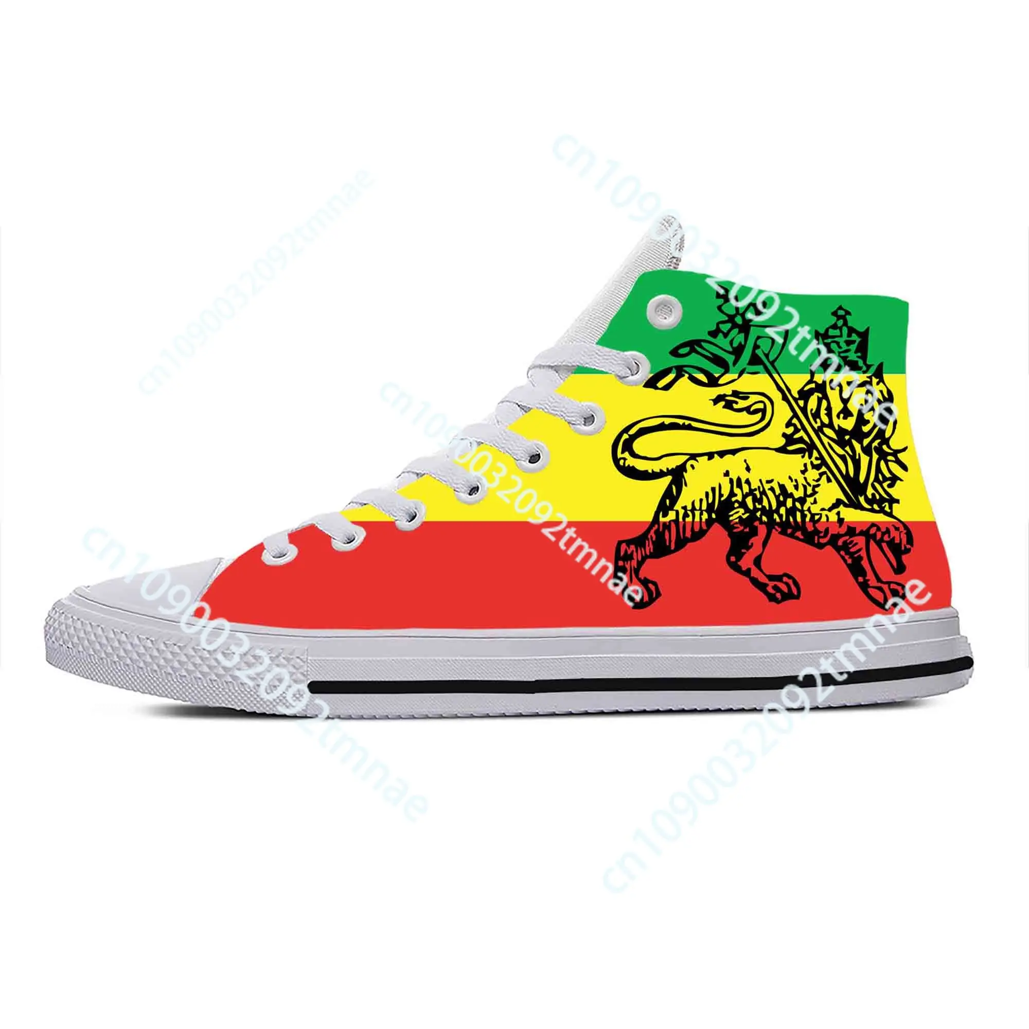 Ethiopia Ethiopian Flag Lion of Judah Rastafarian Casual Cloth Shoes High Top Comfortable Breathable Custom Men Women Sneakers