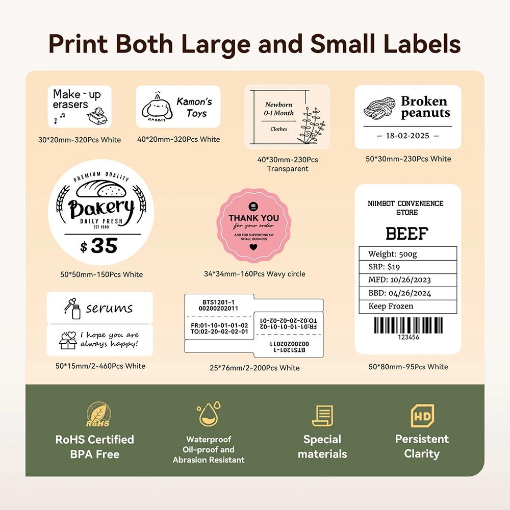 NIIMBOT B21/B1 휴대용 열전 사 프린터 바코드 의류 쥬얼리 용 자체 접착 라벨이있는 1500mAh 무선 스티커 프린터