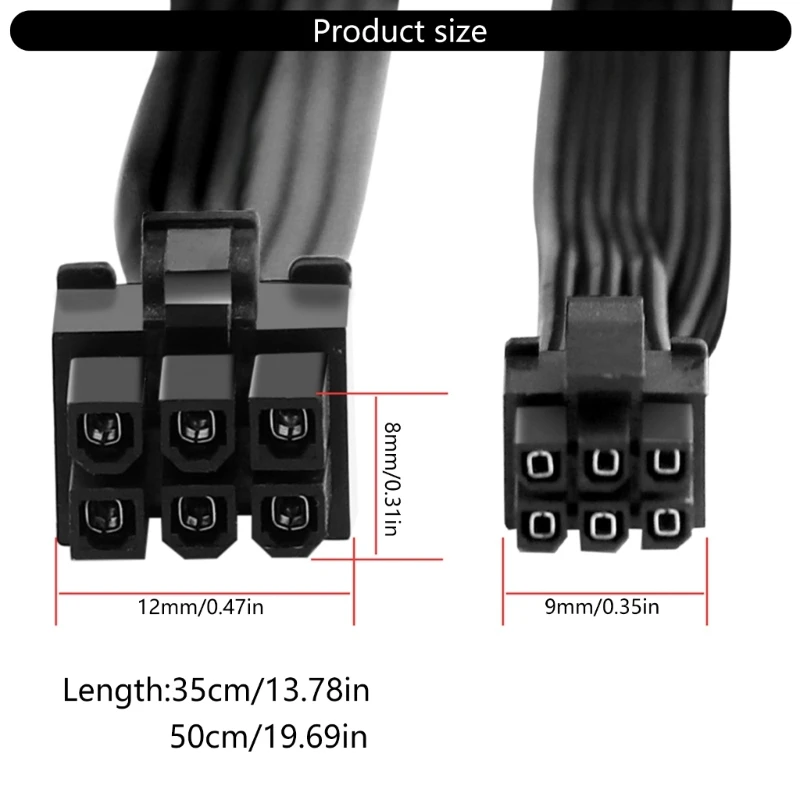 미니 소형 6핀 PCIE 6핀 그래픽 비디오 카드 전원 케이블 코드 비디오 카드