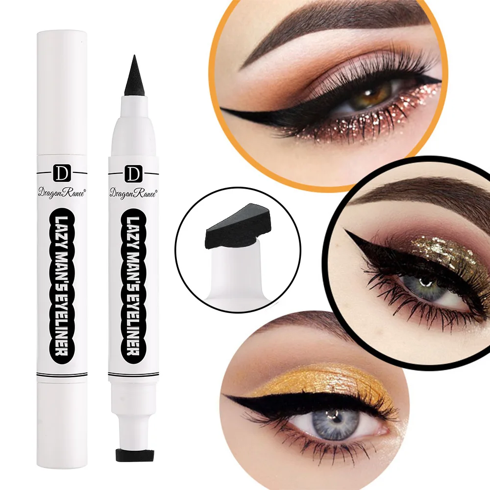 1Pcs Black Dubbele Stempel Waterdicht, Zweet-Proof, smudge-Proof Eyeliner Potlood Parel Oogschaduw Potlood Cosmetische Lange Dragen Eyeliner