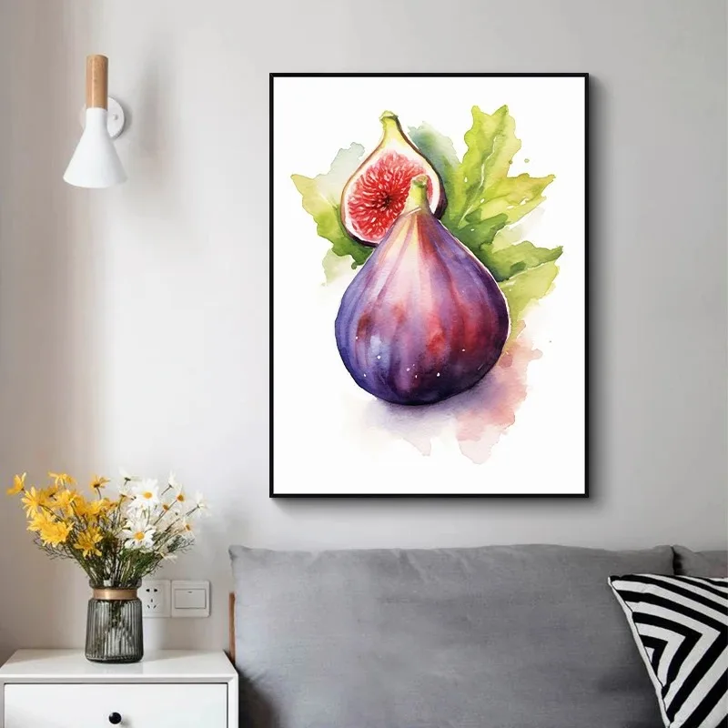 Cranberry Grape Elderberry Fig Durian Damson Fruit Poster Print Canvas Painting Wall Art Picture for Room Home Kitchen  Decor