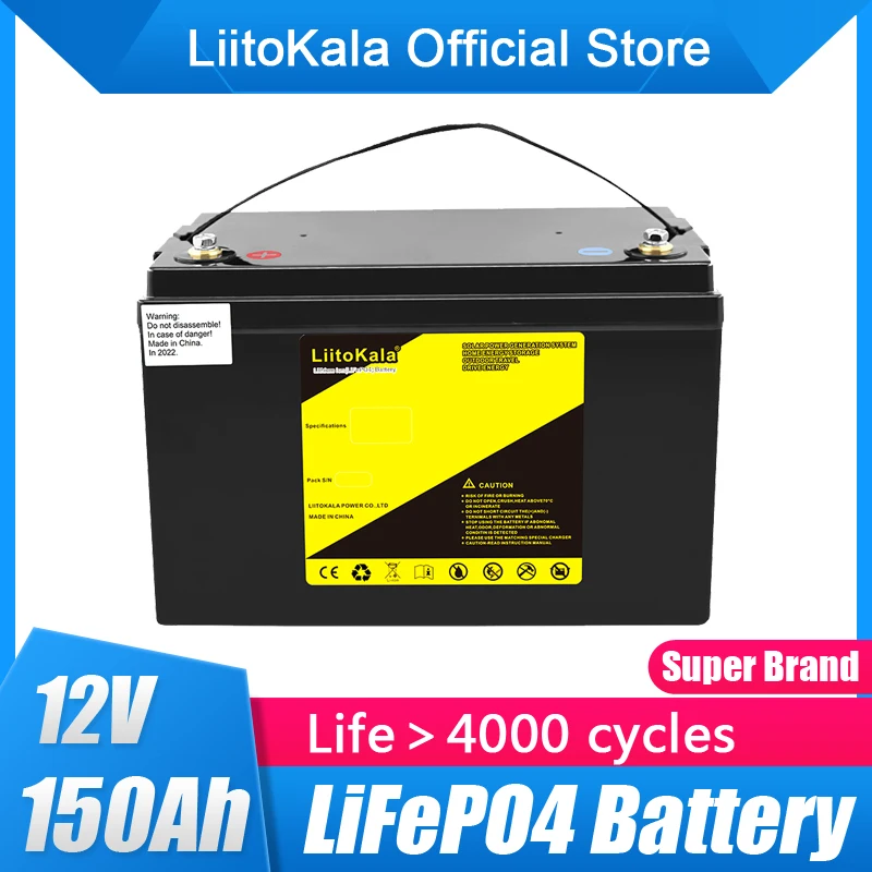 LiitoKala 12V 100Ah 120Ah 150Ah LiFePO4 Battery 12.8V Power Battery For RV Campers Golf Cart Off-Road Off-Grid Solar Wind