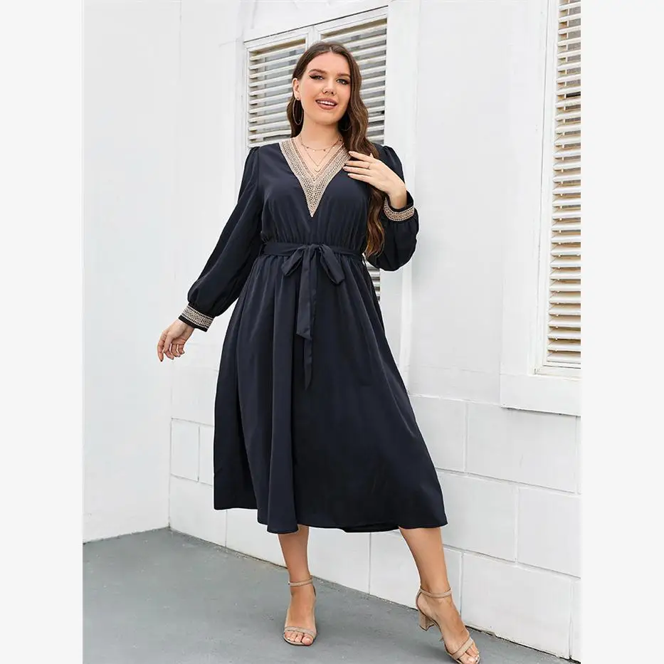 Lâche grande taille longue Dres automne décontracté femmes jupes Maxi confortable taille ample conception longue Sves imprimé fleuri