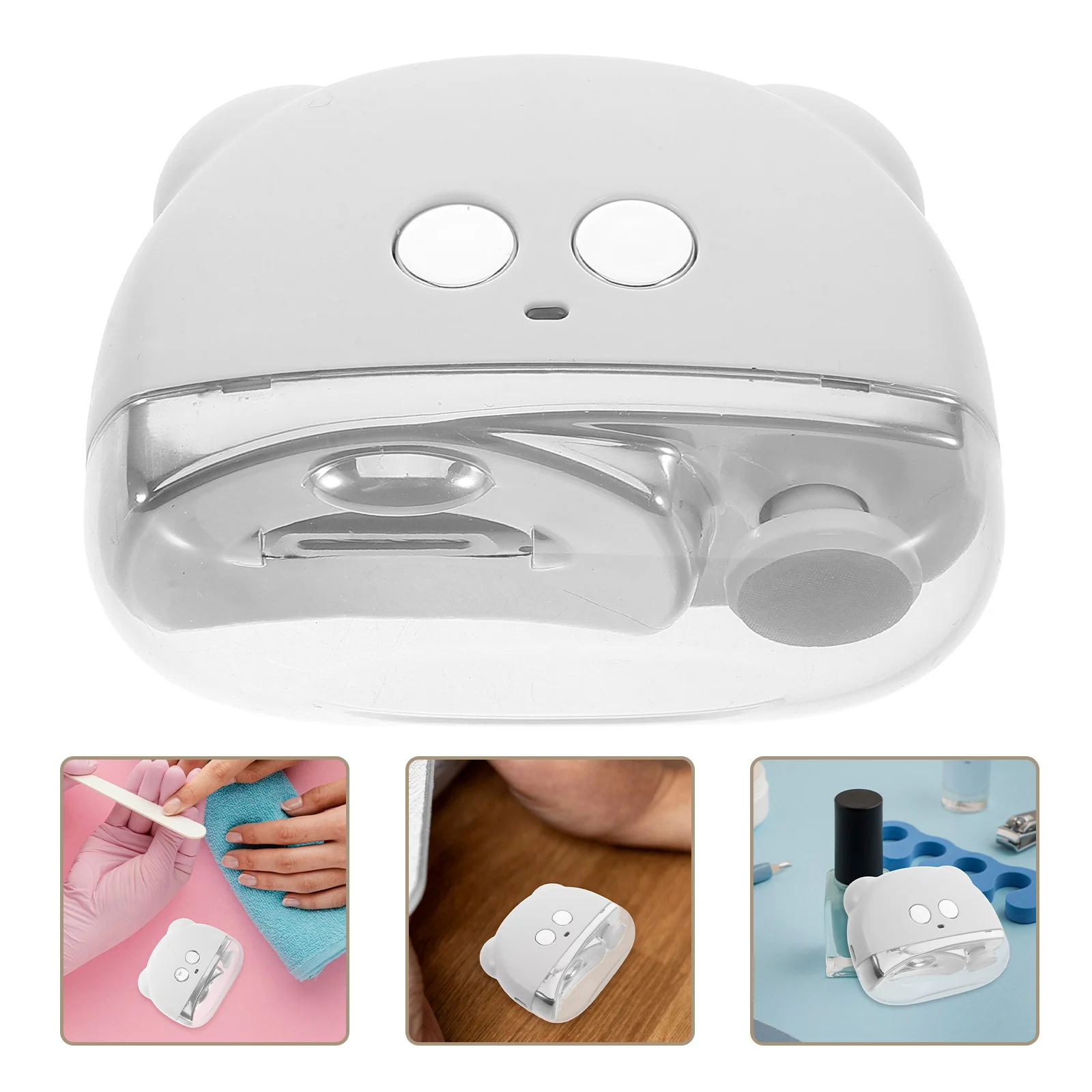 

Cute Cartoon Portable Electric Nail Polisher Grinder Rechargeable Nail Trimmer Home Manicure Tool for Kids Adults White
