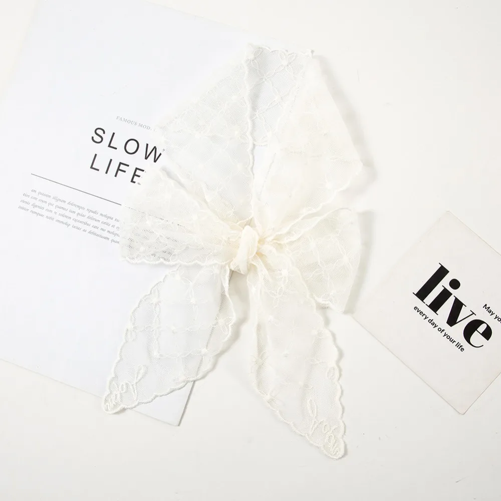 

Ins Elegant Women Narrow Long Scarf Embroidered Flower Korean Version Ribbon Waistband 124cm Thin Sunscreen Shawl Summer