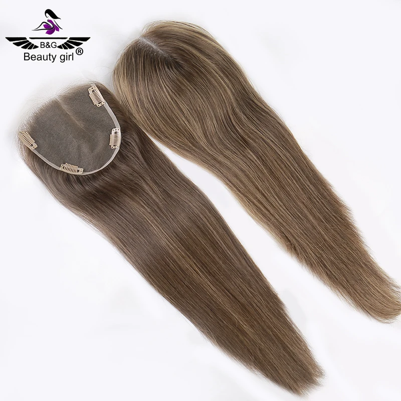 

Full Hand Made European Human Virgin Hair Highlight Brown 6X6 Size Free Part Small Knots Soft Hd Lace Toppers For Women