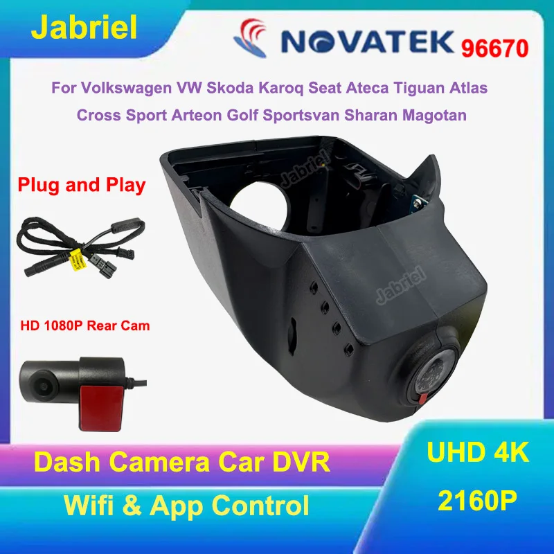UHD 4K Dash Cam 2160P Car DVR For Volkswagen VW Golf Seat Ateca Tiguan Passat Arteon Magotan Sharan Sportsvan Arteon Skoda Karoq