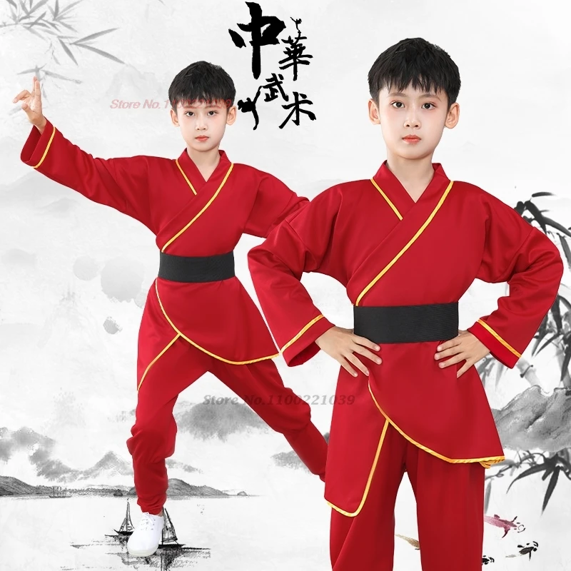 2024 children children wushu shaolin kung fu uniform traditional martial art suit tai chi wushu training exercise practice suit