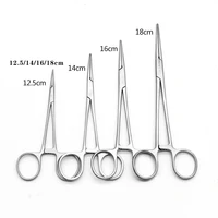 Abrazadera de acero inoxidable para mosquitos y vasos sanguíneos, párpados dobles, cabeza curva recta, dientes completos, 14cm, 16 Forcep hemostático grande, 12,5 cm