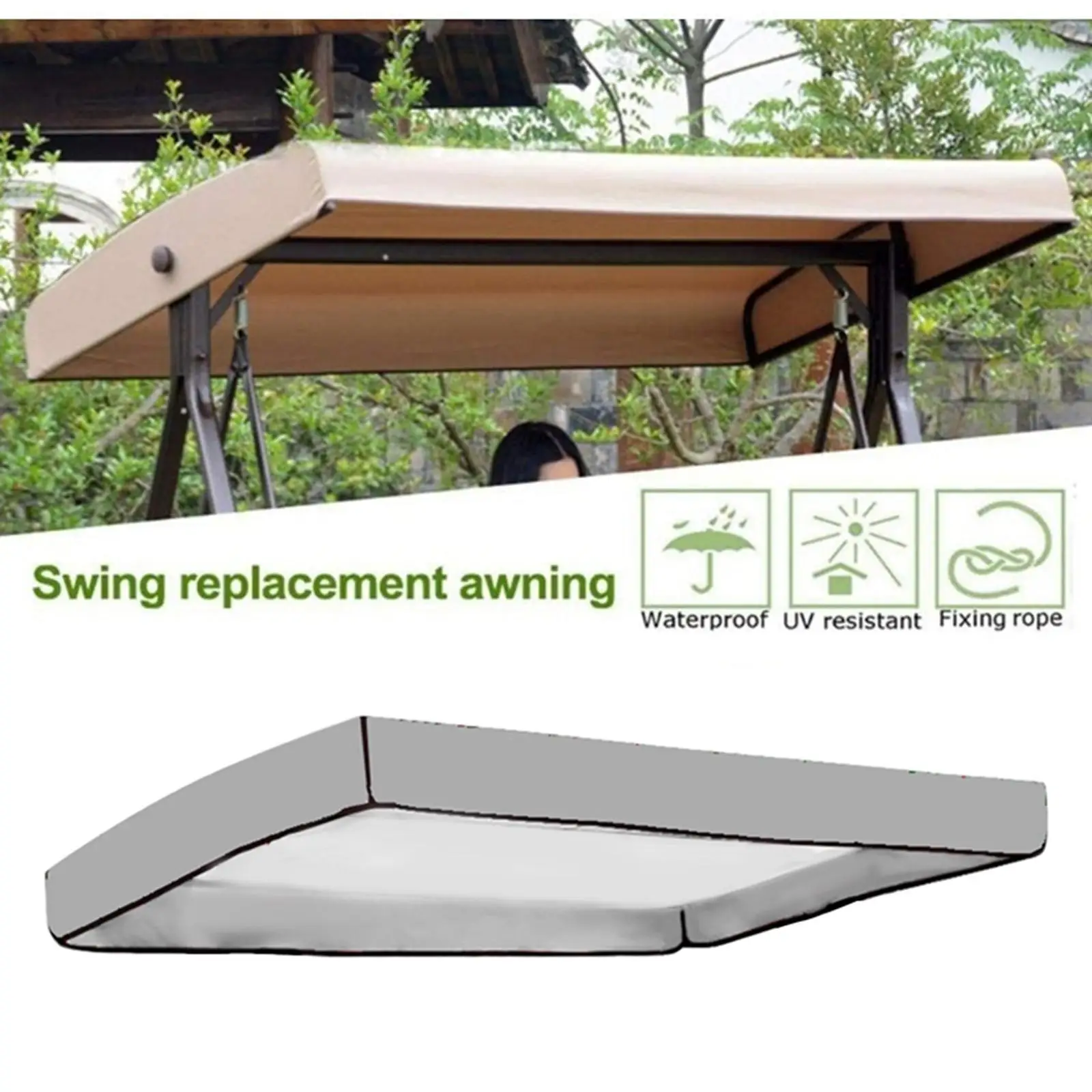 

Swing Canopy Replacement Top Cover Spare Cover Waterproof for Outdoor Garden