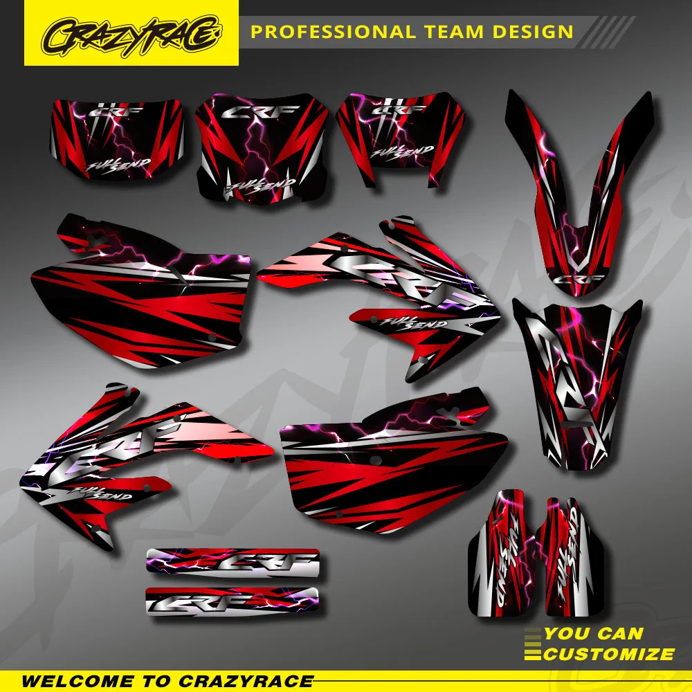 

Motorcycle Stickers Graphics Backgrounds Decal Kit for Honda CRF250X CRF 250X 2004-2012 2007 2008 2009 2010 2011 Custom Number