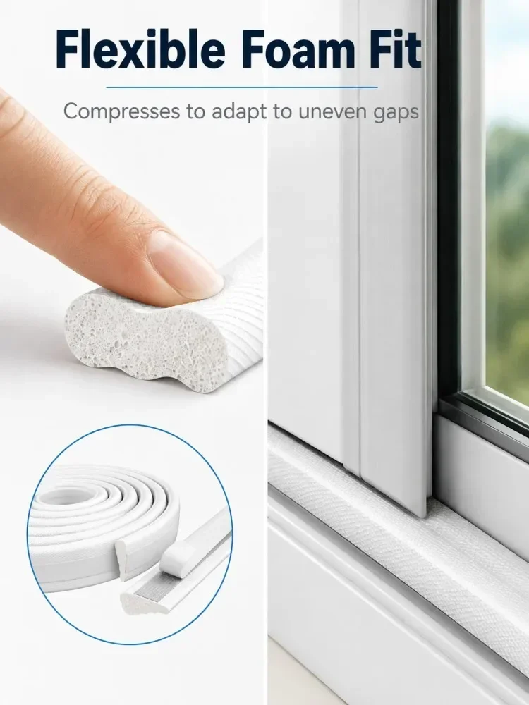 9,84/16,4FT Schaumgummi-Fenster-Türdichtungsstreifen Selbstklebender Türspaltstreifen Schalldämmung Winddichtes Wetterdichtungsband – Detail 6