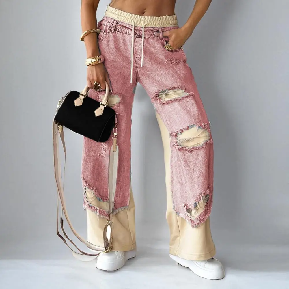 Женские повседневные брюки. Стильные женские повседневные брюки с эластичной резинкой на талии и карманами на шнурке. Длинные летние брюки для женщин.