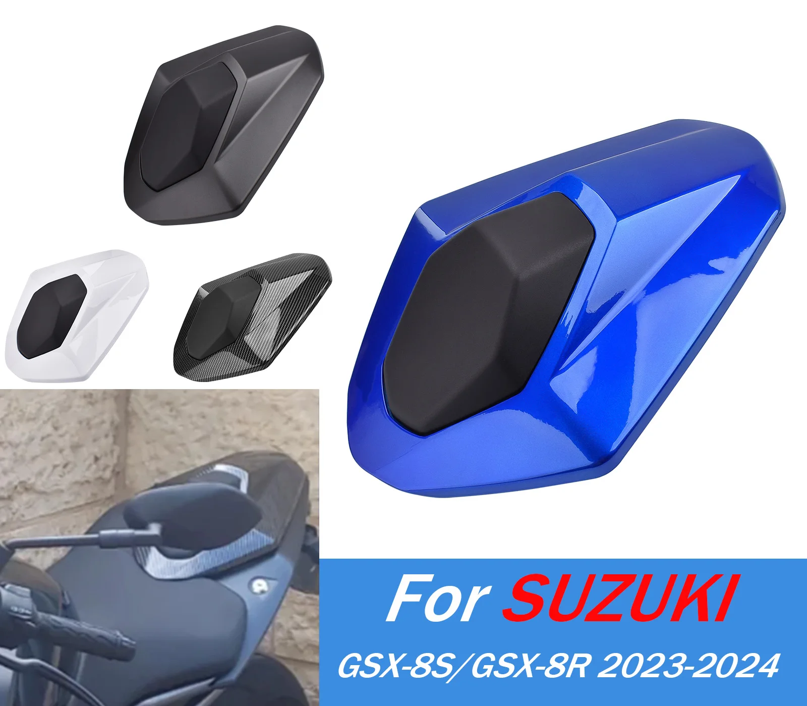 

For Suzuki GSX-8S 8R Motorcycle Rear Passenger Pillion Seat Cover For GSX8S 8R 2023-2024 Motorcycle Fairing Cowl Accessories