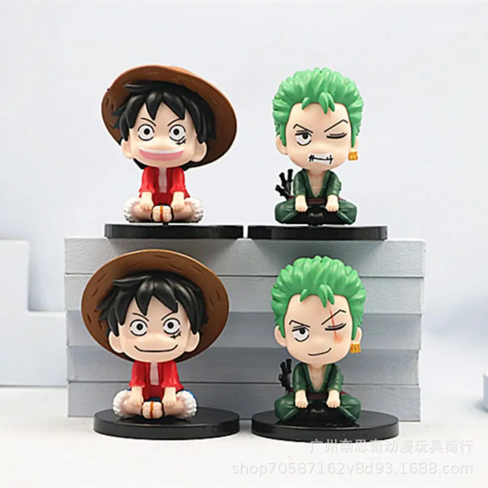 Figura de Anime de una pieza, Monkey D Luffy, Roronoa Zoro, juguetes Kawaii Q, decoración de coche, modelo de PVC, regalo, adornos para el hogar, 7cm