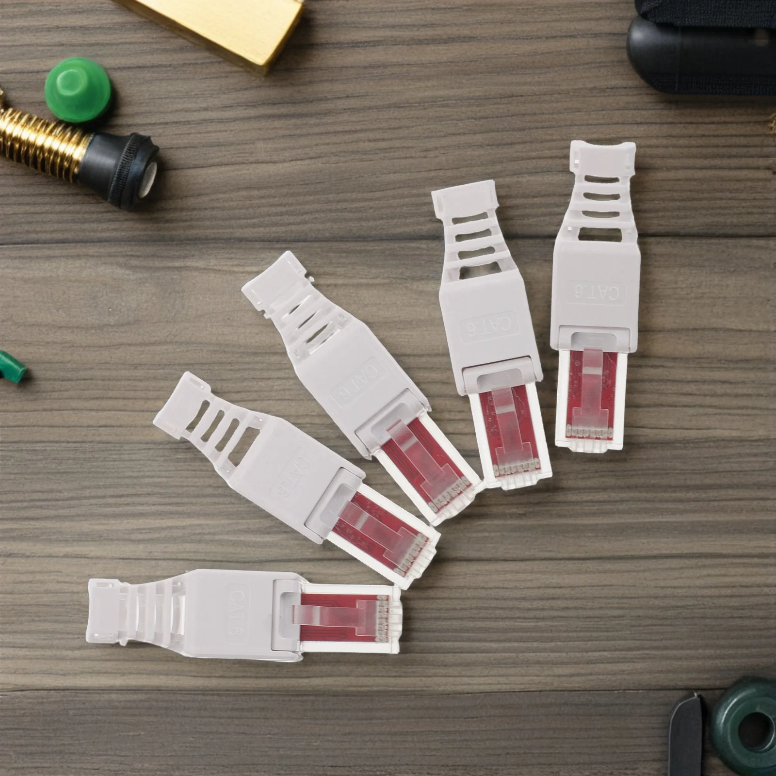 

5Pcs Cat6 Gigabit Ethernet Jack Unshielded Modular Plug Pass Through Connector Network Cable Ends Home Office Wiring