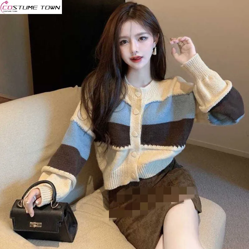 2024 Autumn/Winter Korean Edition New Women's Knitted Sweater Lazy Style Loose Knitted Cardigan Sweater