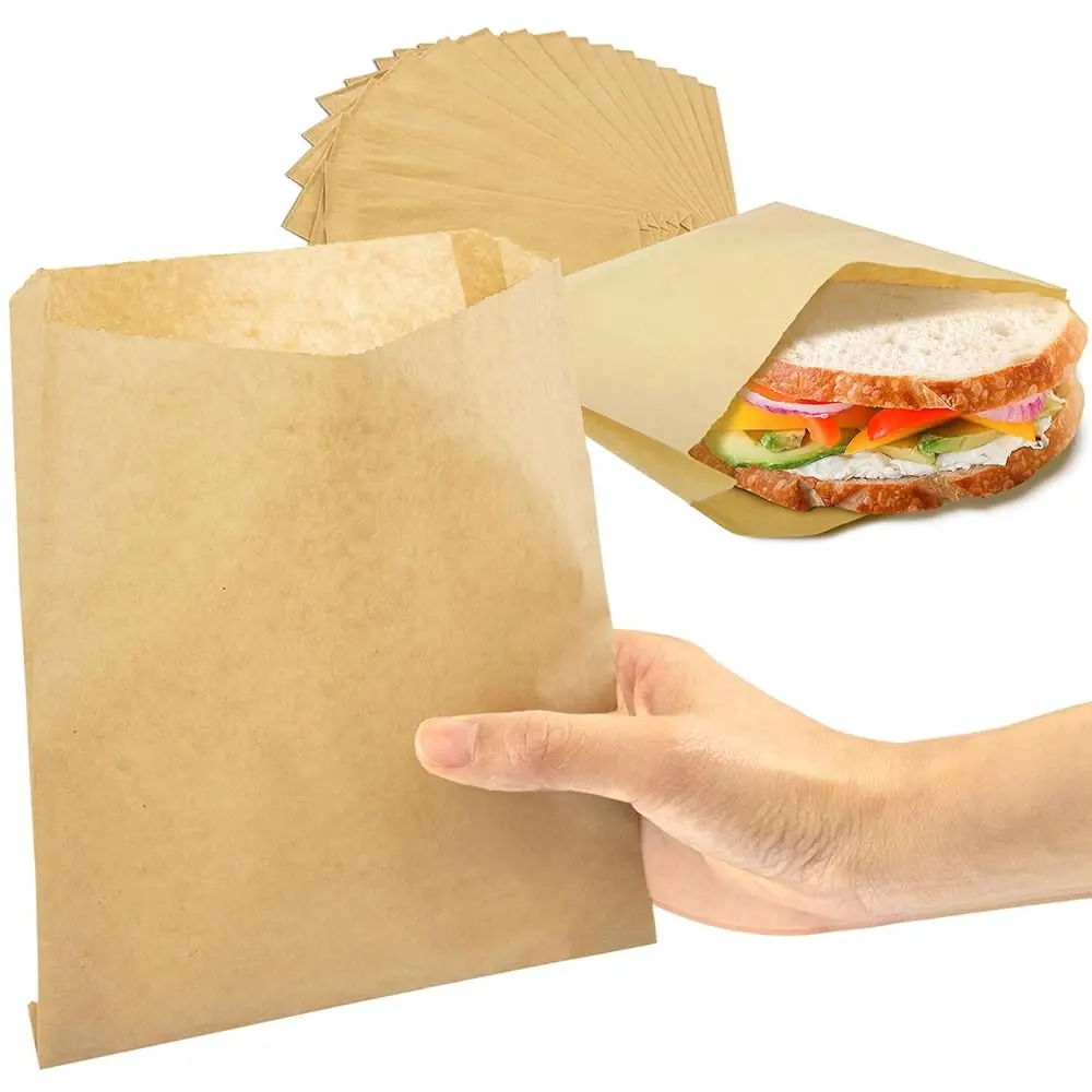 

Free Shipping200 Pack Paper Sandwich Bags 7 x 6”, Greaseproof Snack Bags, Unbleached Pastry Bag, Recyclable Small Brown Paper Ba