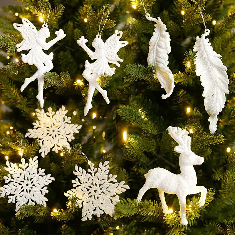 New Year 2023 Gifts Christmas Ornaments Navidad Tree Hanging Pendants Snowflake Angle Garland DIY Christmas Decoration for Home